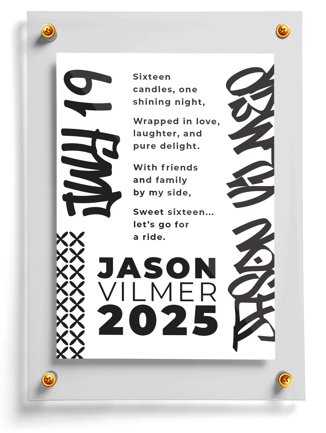 Sweet 16 trading card template named Ollie for a birthday with a photo of a person and text 'Friends Forever'.