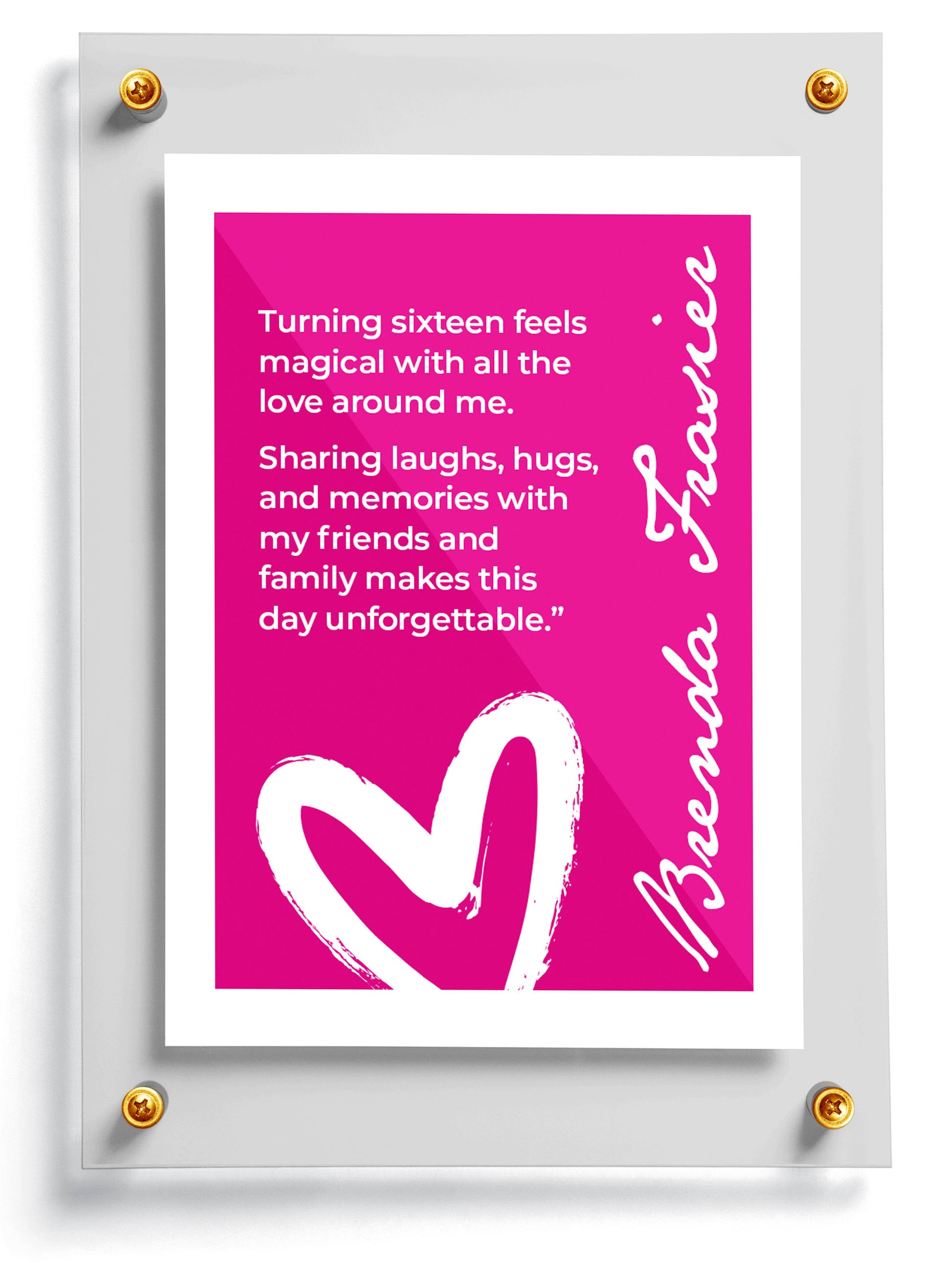 Event trading card template named Pinky with white text and a heart design on a white background