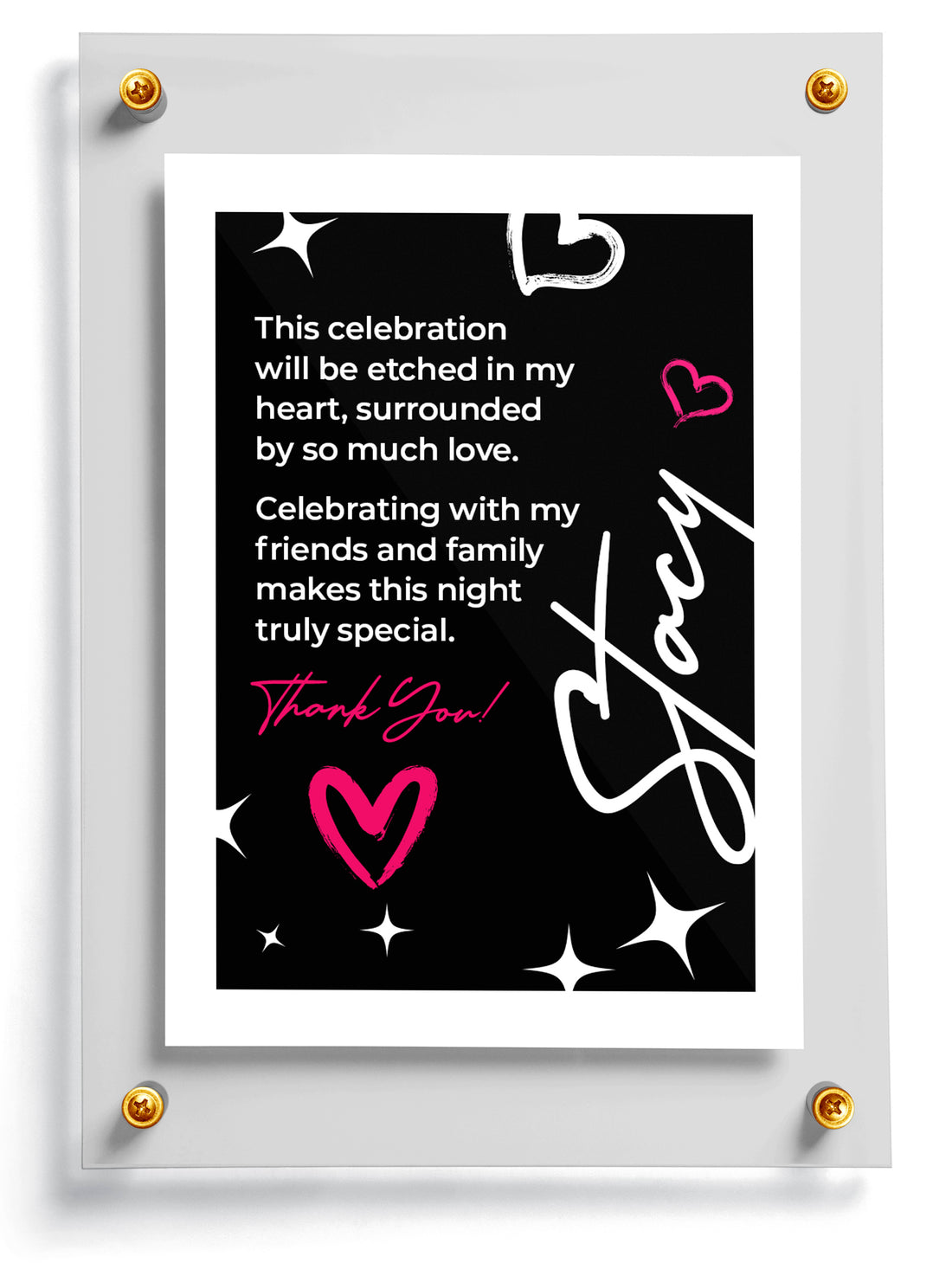Dance trading card template for a Sweet 16 event featuring a woman with text overlay.
