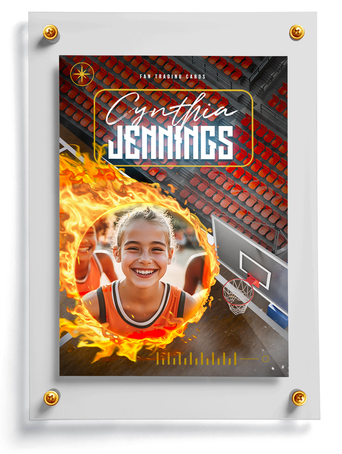 Youth basketball trading card template named Rain Drop, front side. 