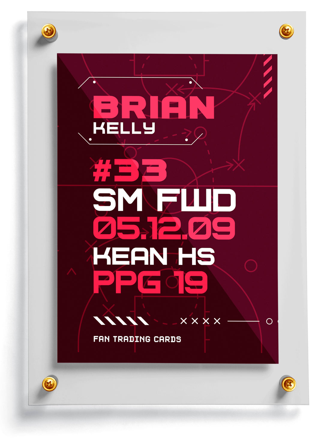 Youth basketball trading card template named Red Hot, front side. 