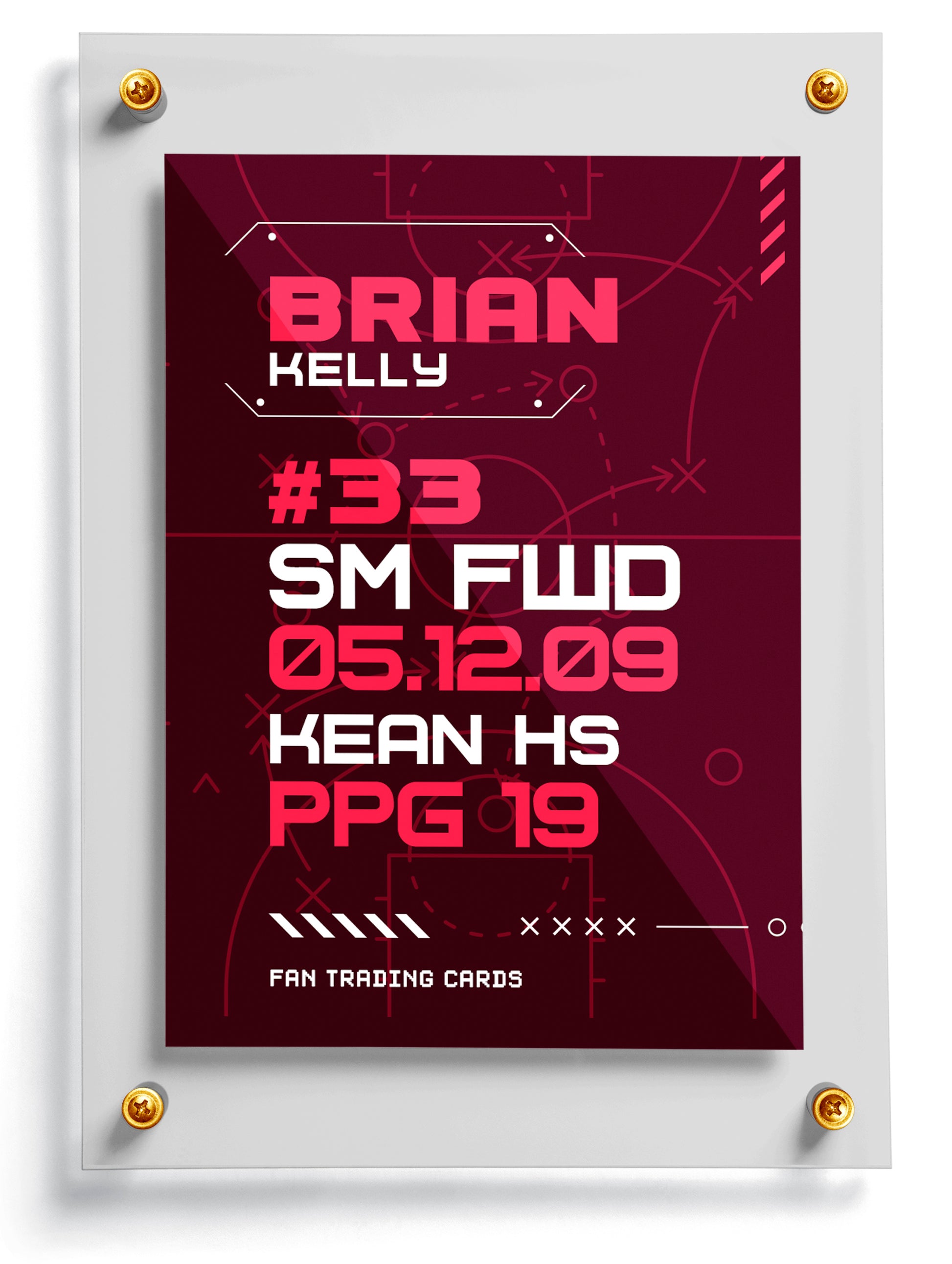 Youth basketball trading card template named Red Hot, back side. 