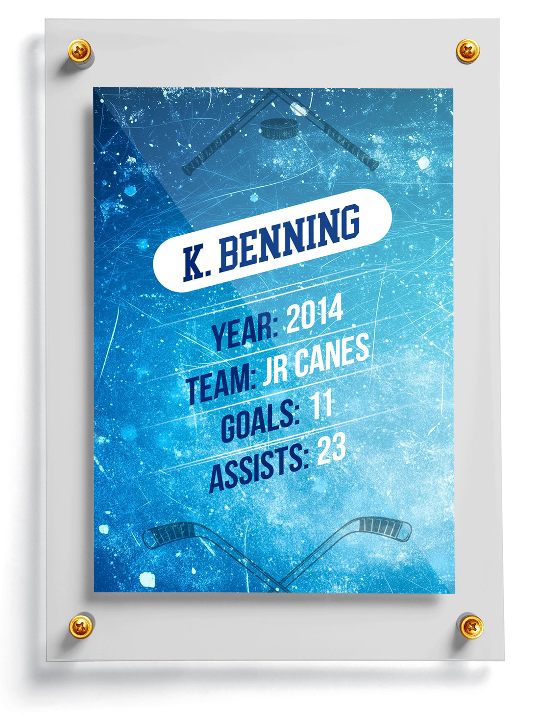 Youth hockey trading card template named Red Line, front side. 