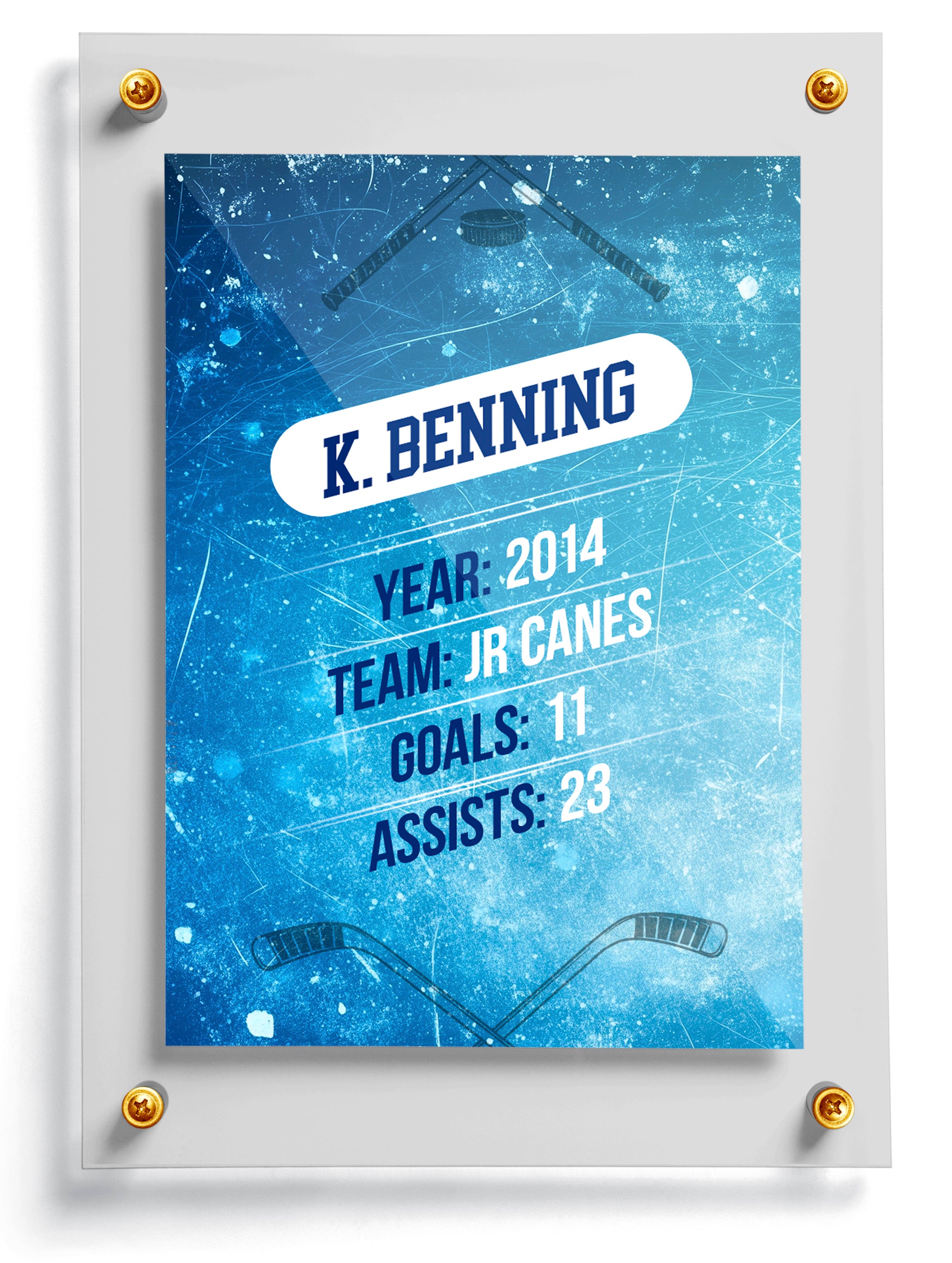 Youth hockey trading card template named Red Line, back side. 