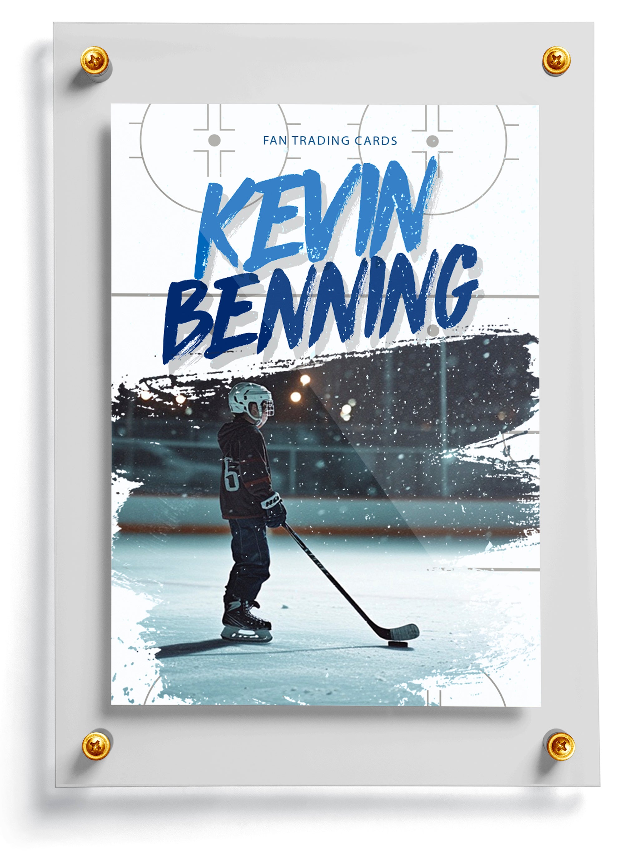Youth hockey trading card template named Red Line, front side. 
