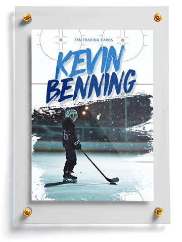 Youth hockey trading card template named Red Line, front side. 