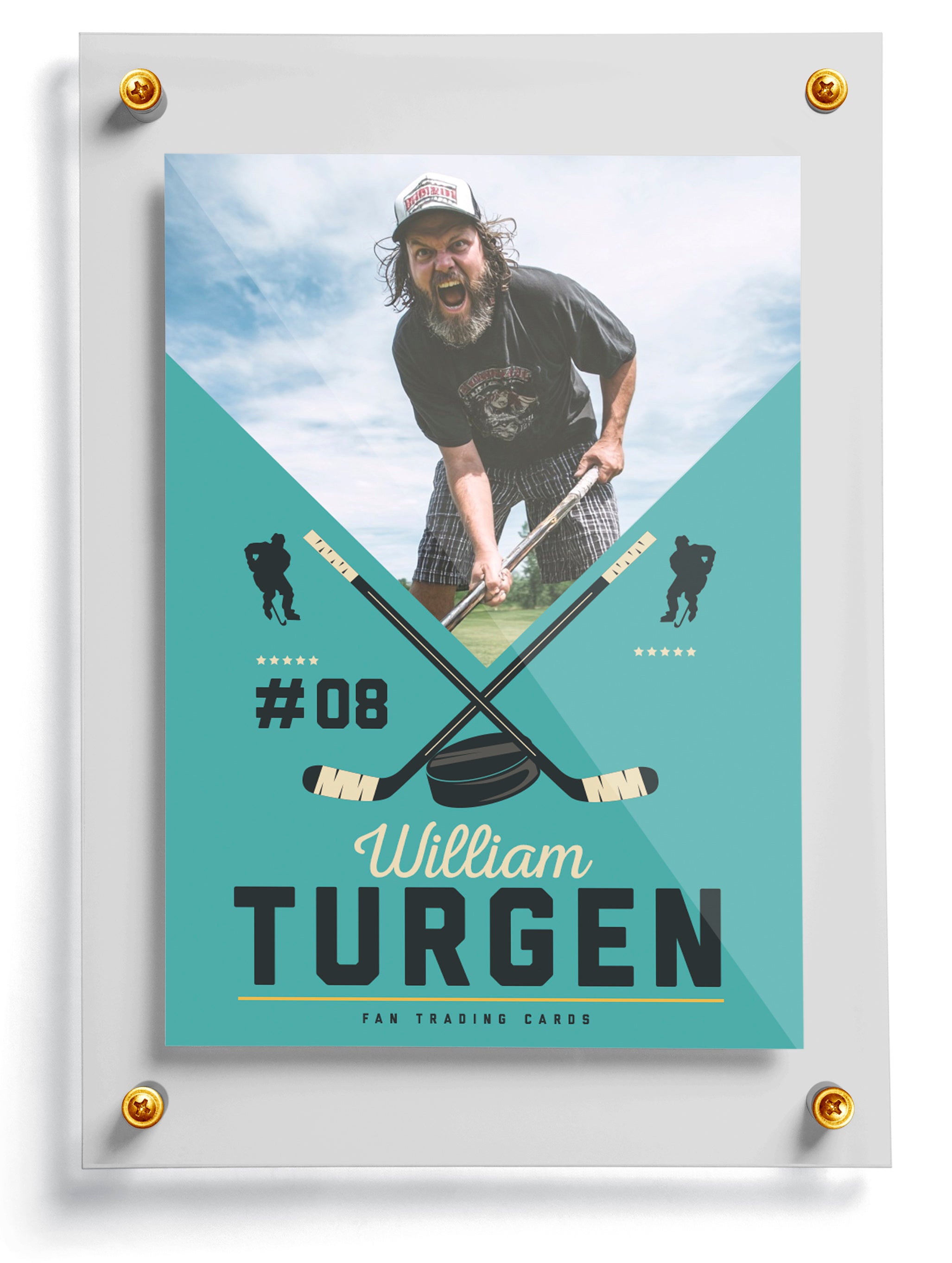 Hockey trading card template named Right Wing Hang, front side. 