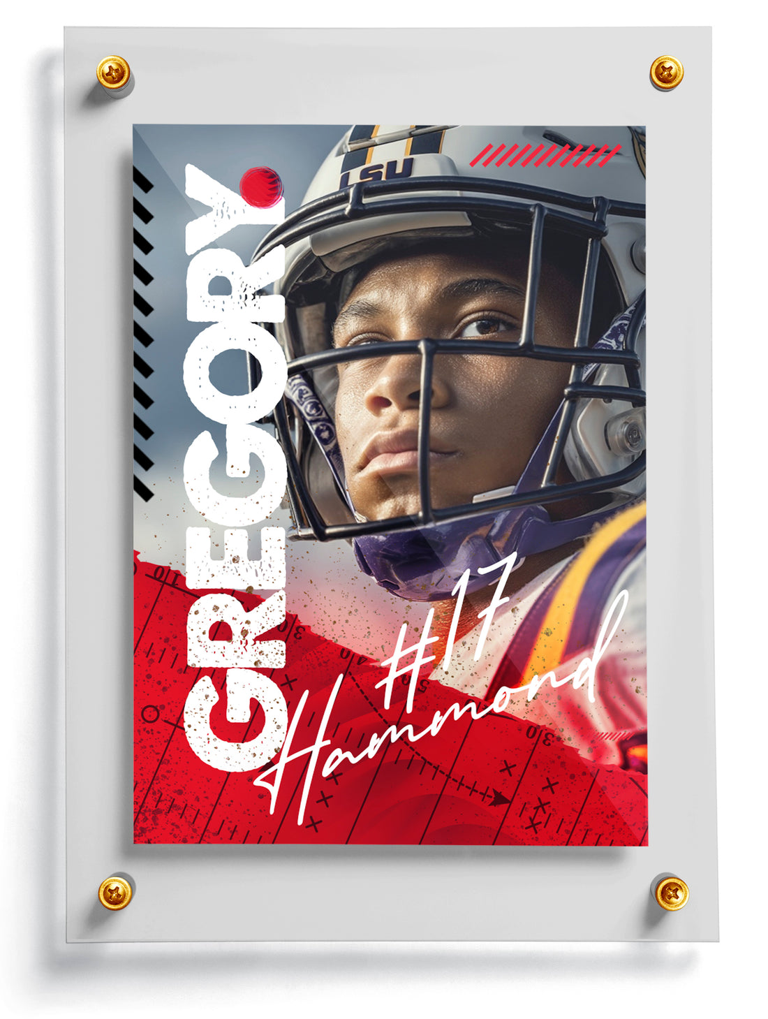 Football trading card template named Showtime, front side. 