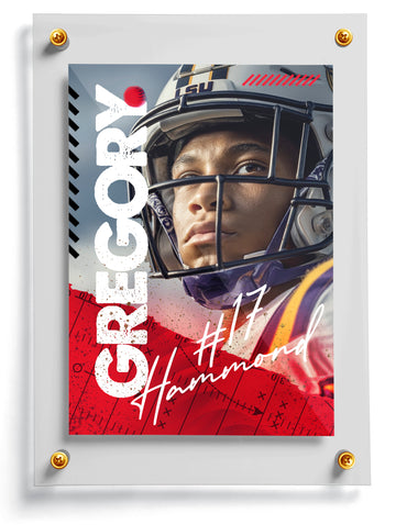 Football trading card template named Showtime, front side. 