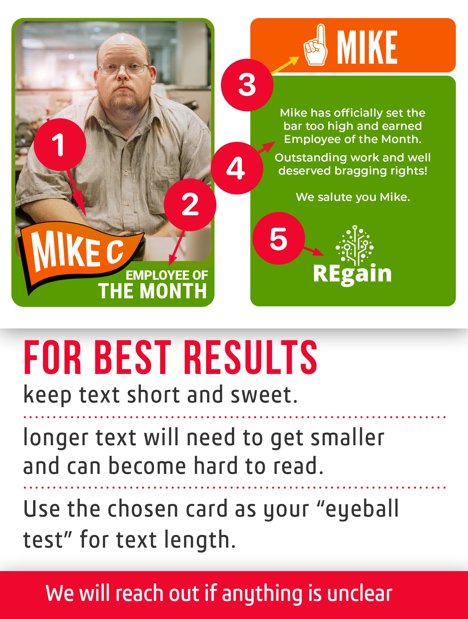 Work trading card template named Spartacus for 'Employee of the Month' with text and graphics