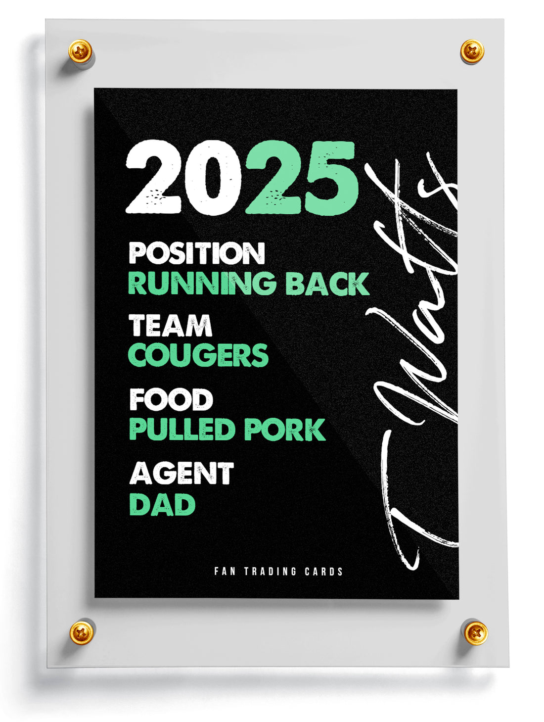 Football rookie trading card template named Speedster.