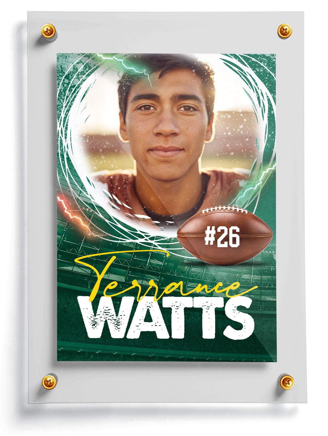 Football rookie trading card template named Speedster.