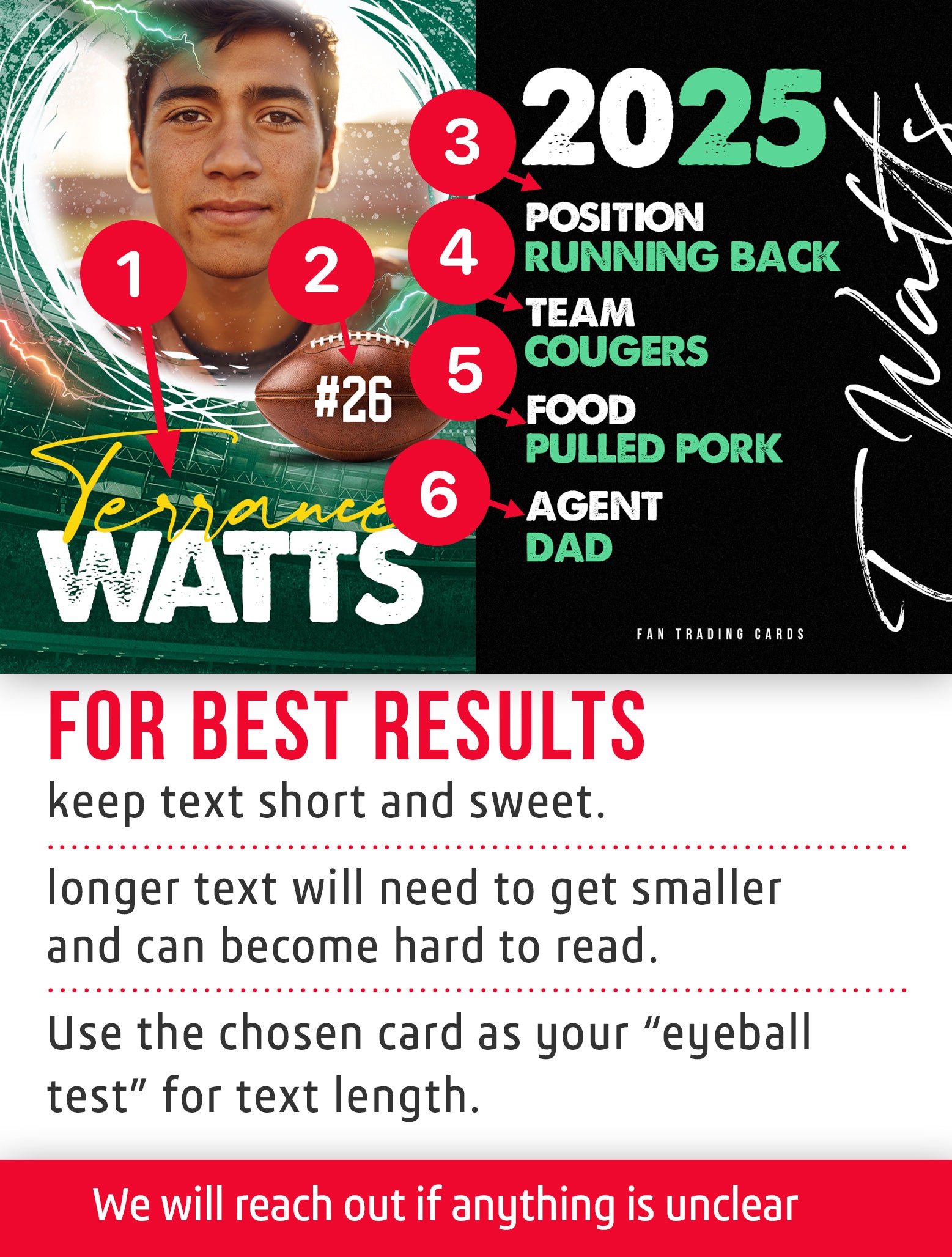 Youth football rookie trading card template named speedster.