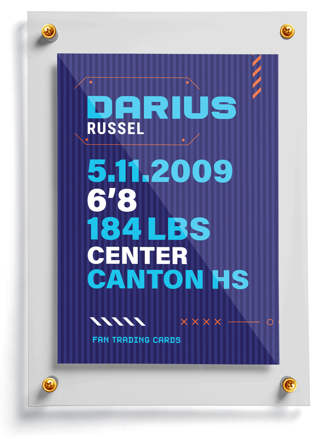 Basketball trading card template named Swish, front side. 