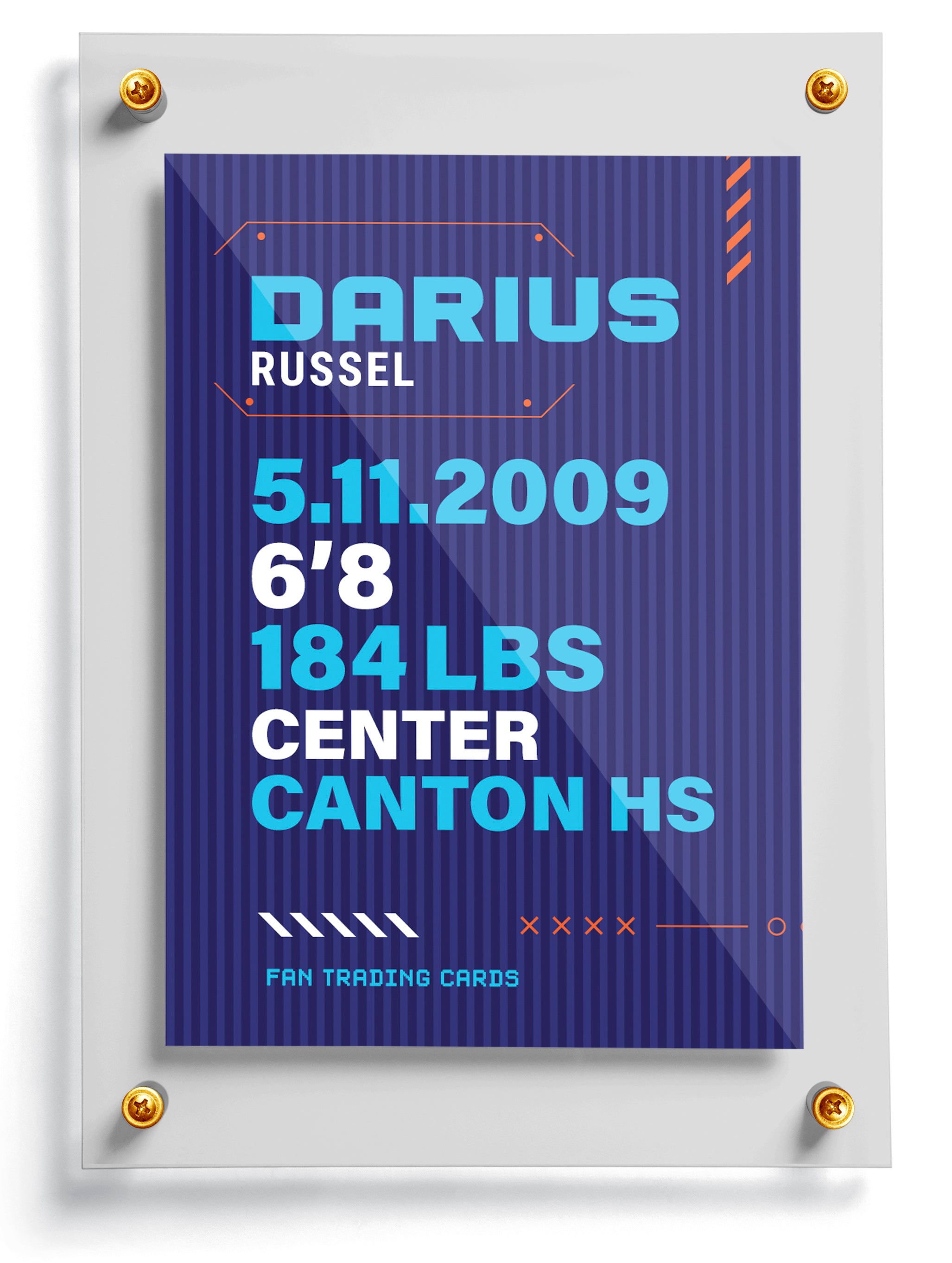 Basketball trading card template named Swish, back side. 