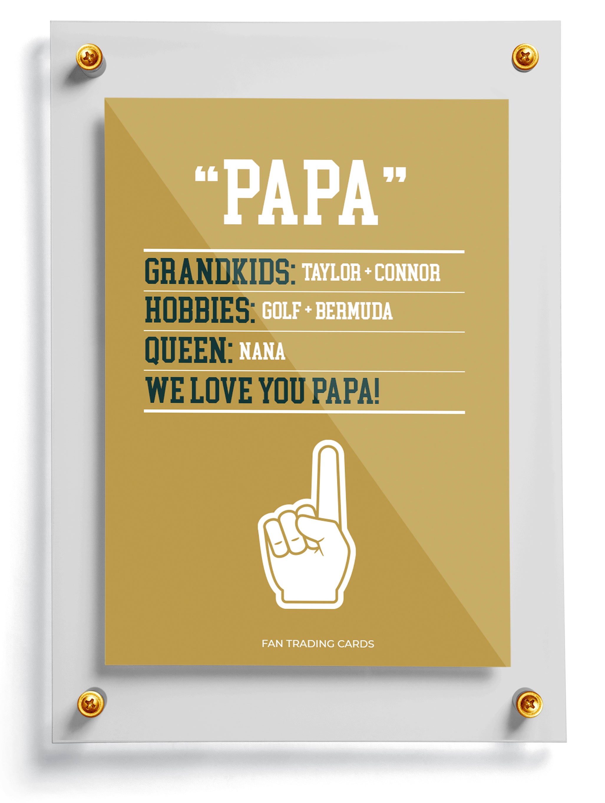 Golf trading card template named Tee, back side. 