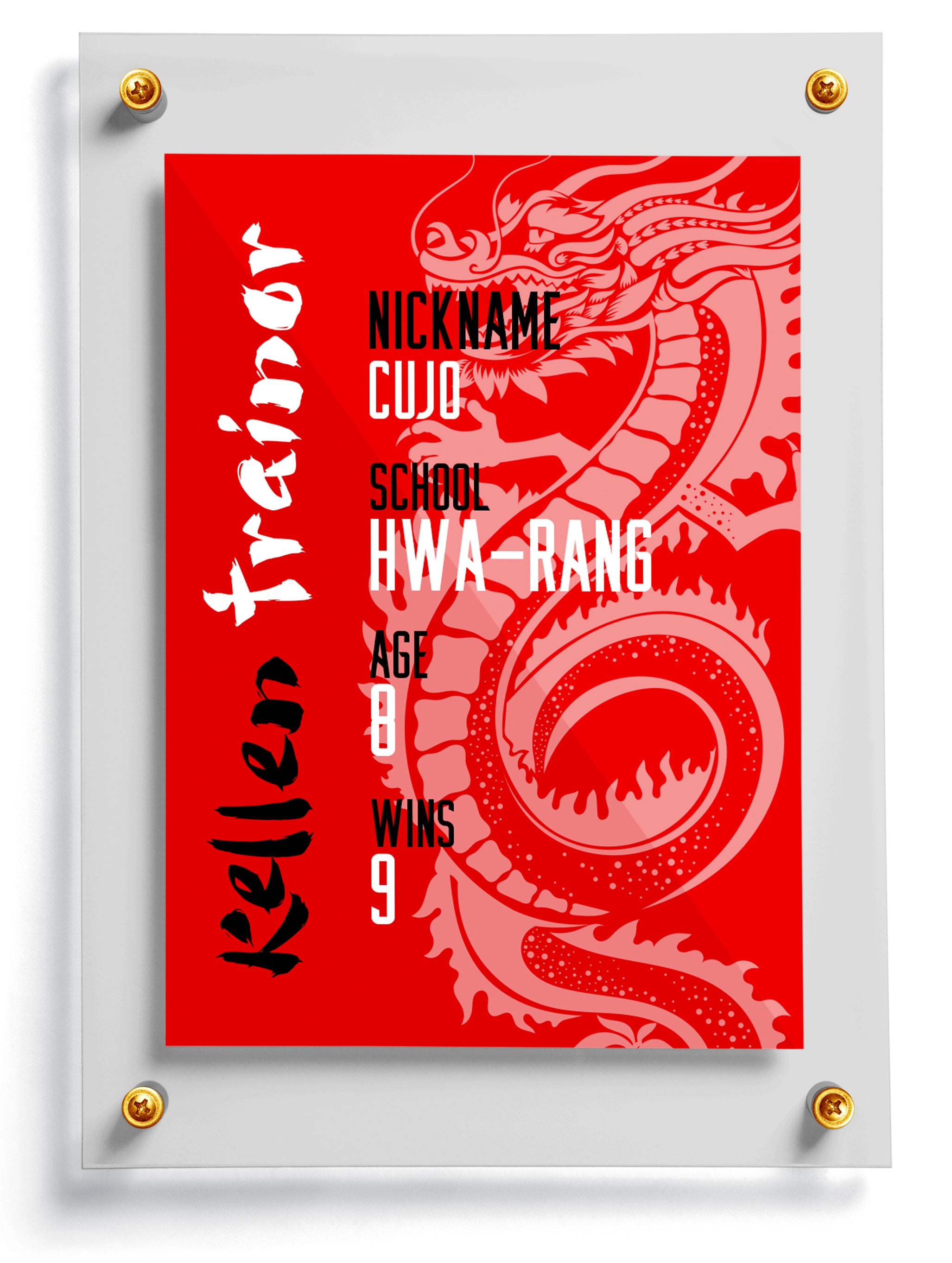 Karate trading card template named Uchi, back side. 
