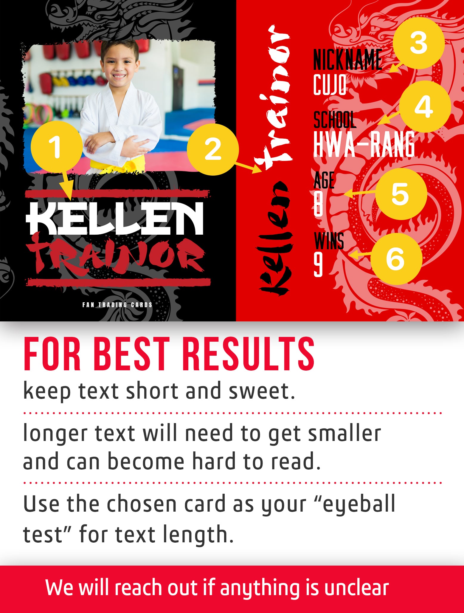 Karate trading card template named Uchi with personalization instructions. 