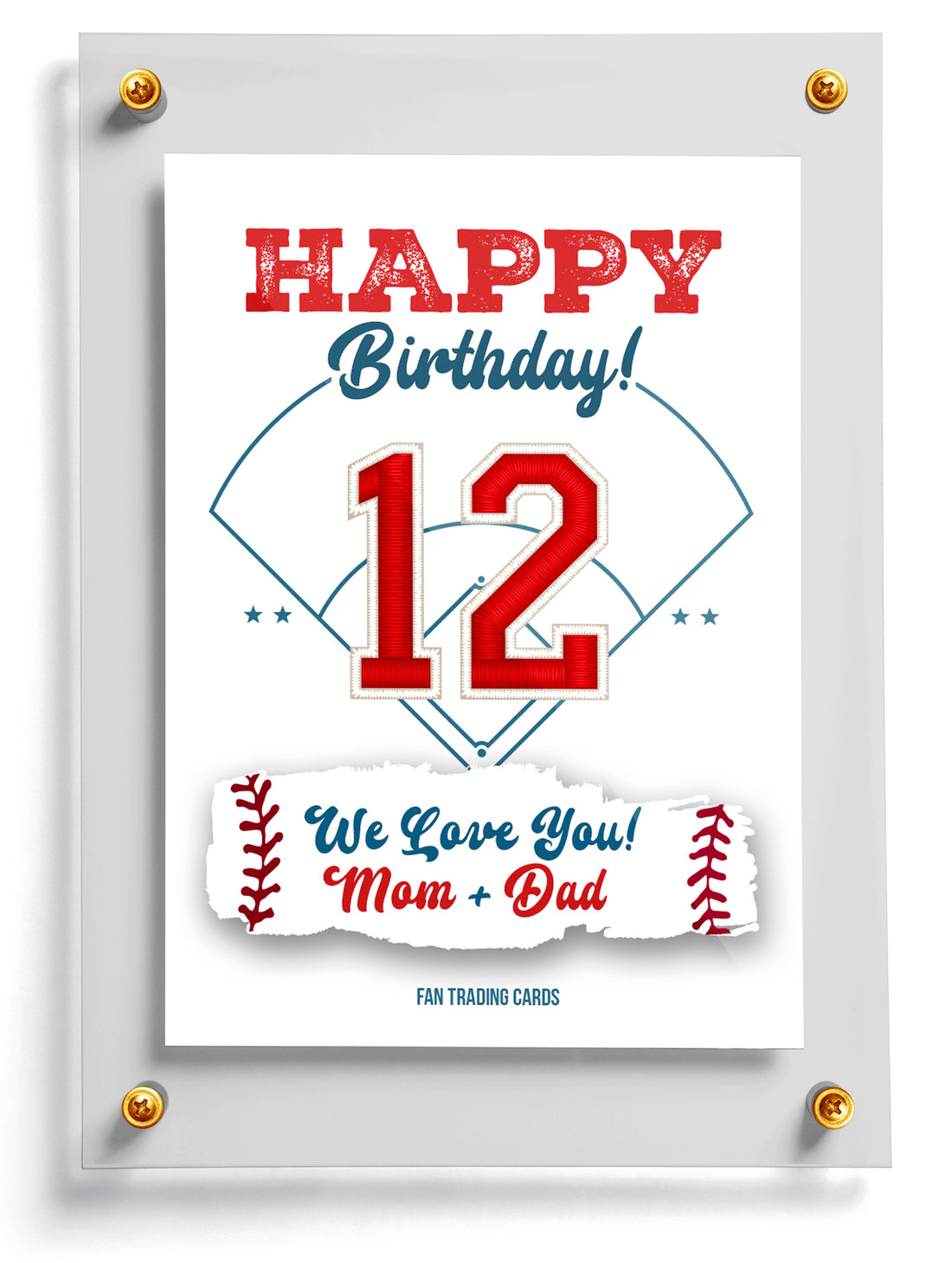 Baseball trading card template named USA with a photo of a player holding a baseball, American flag background, and text 'Brayden Roberts #12'.