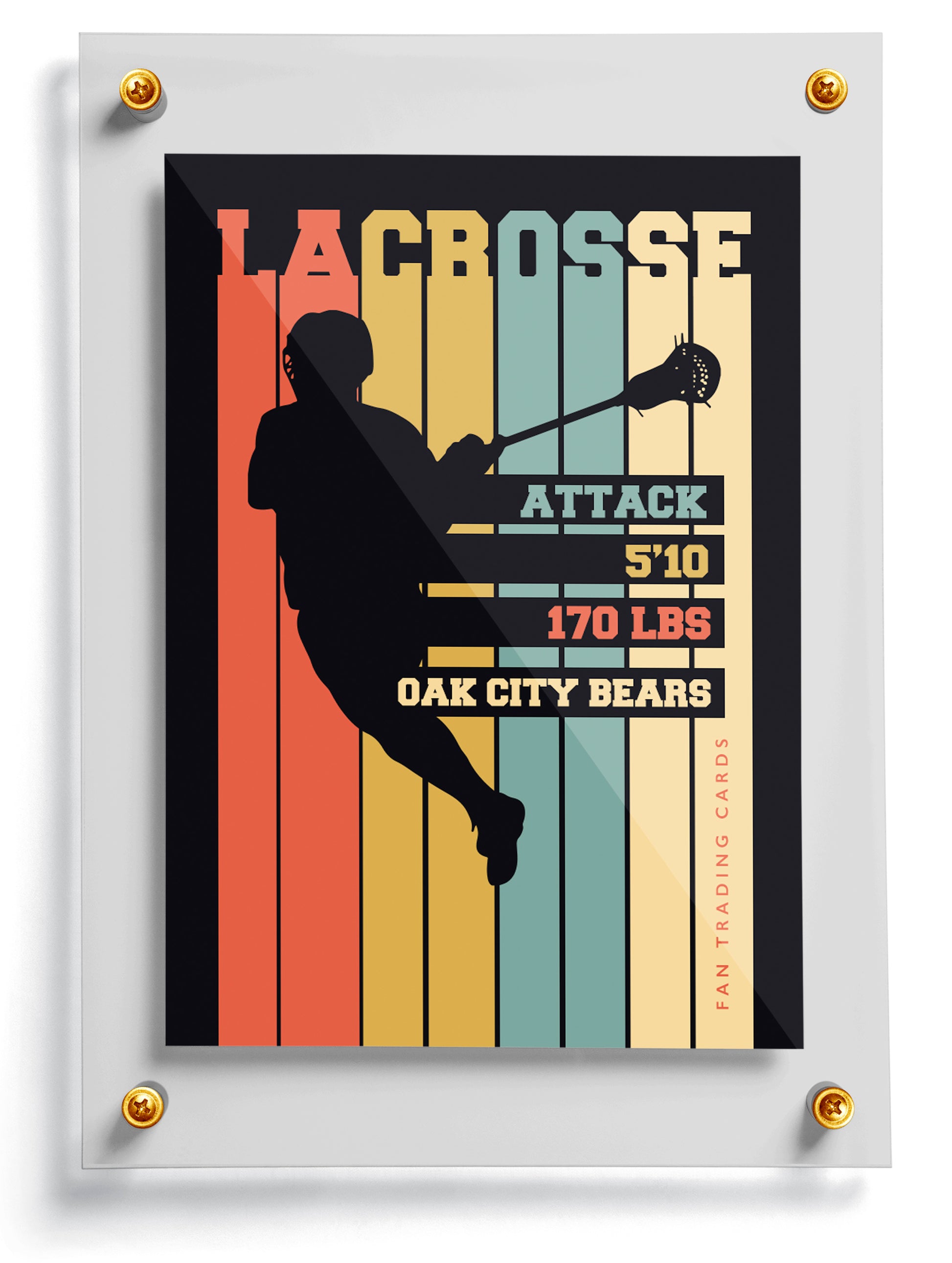 Lacrosse trading card template named Whip, back side. 