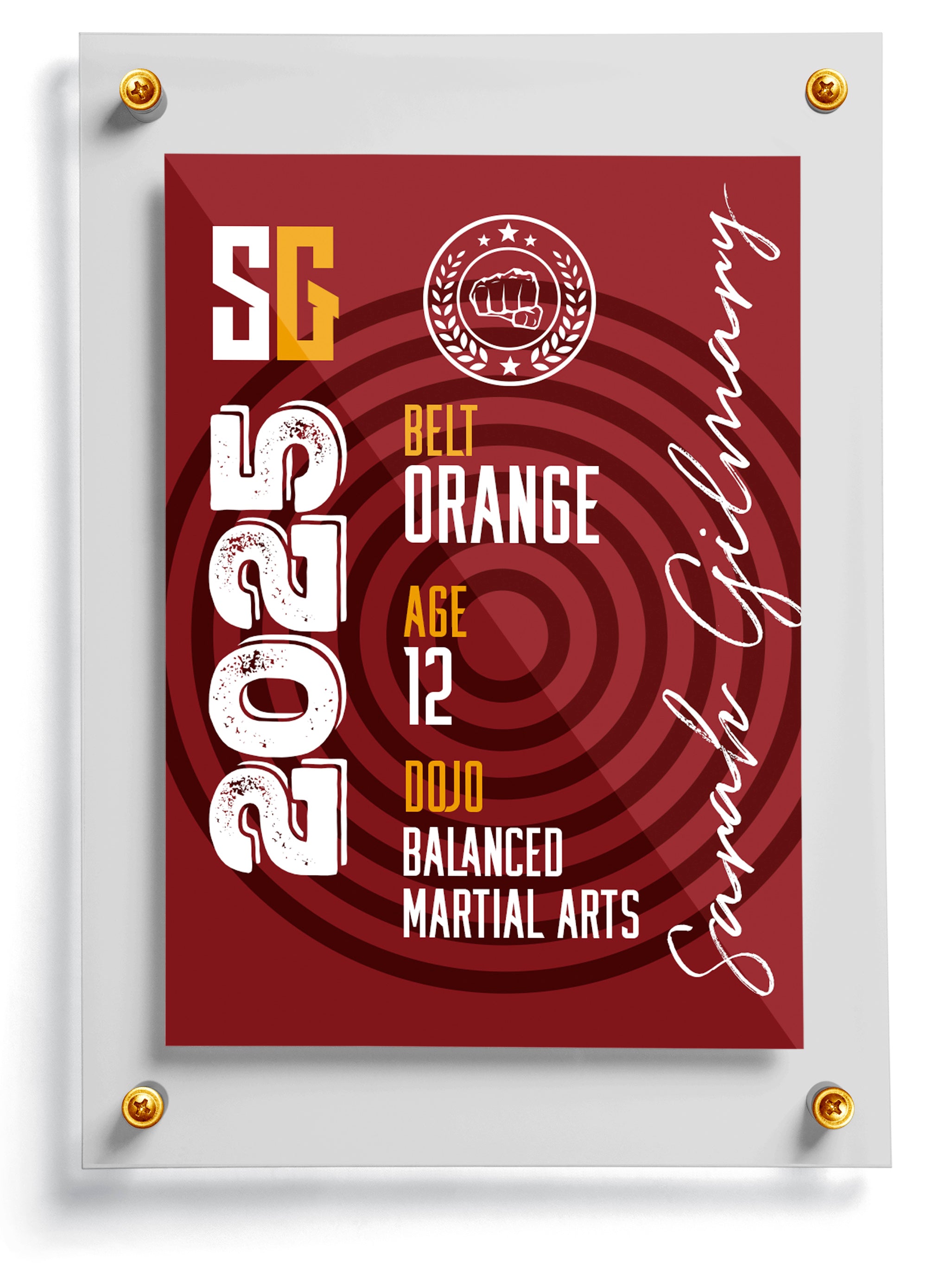 Karate trading card template named Yasume, back side. 