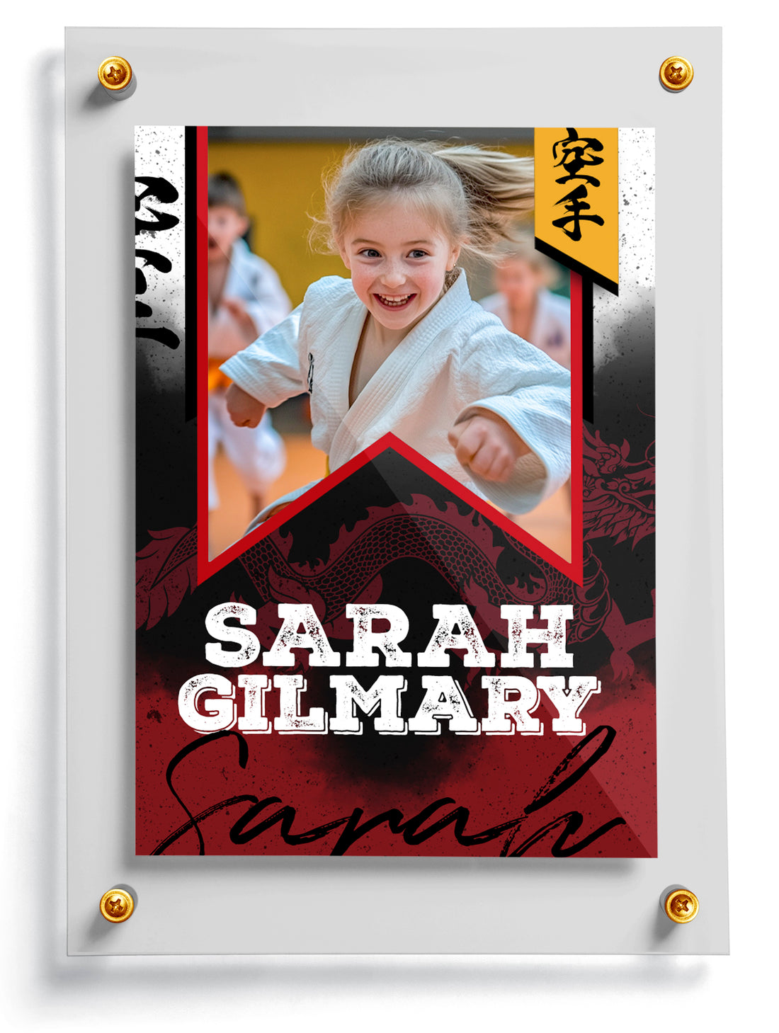 Karate trading card template named Yasume, front side. 